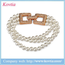 2015 Charm evening party jewelry bracelet with freshwater pearl new design fashion plastic rosary bracelets